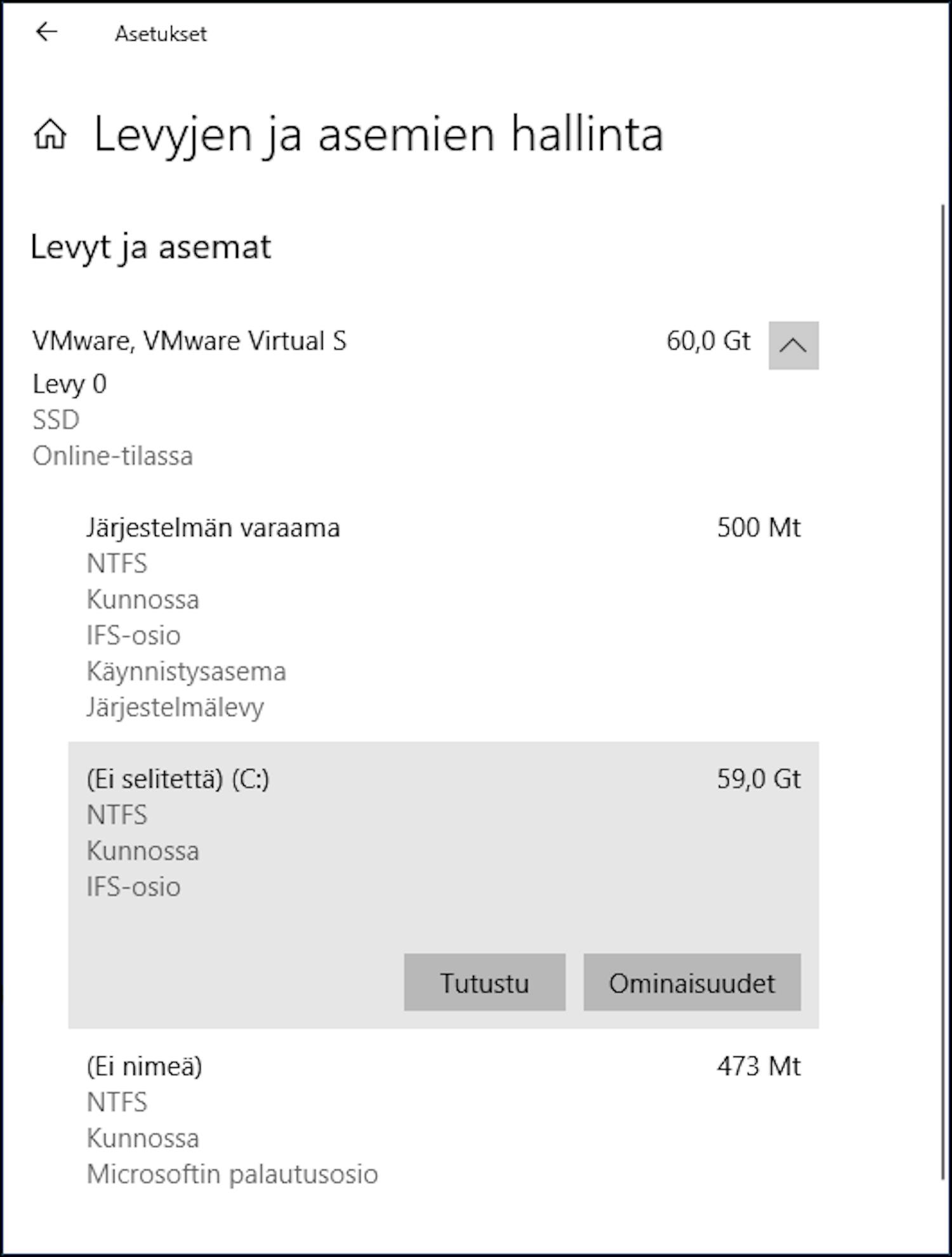 Uusi levynhallintatyökalu. Windows 10:n Levynhallinta